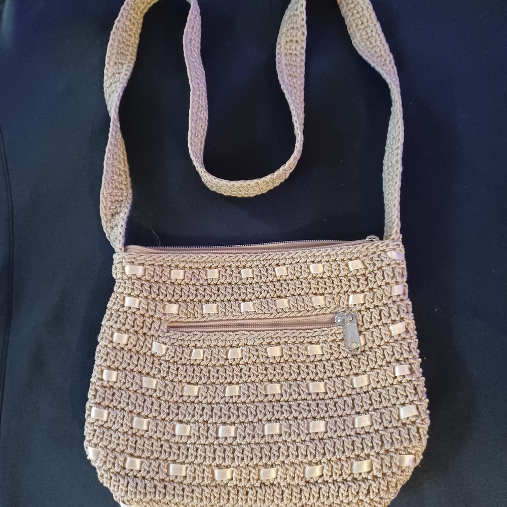 Lina Small Mocha Brown Crochet Handbag Purse Shoulder Bag Crossbody 9x7x3.